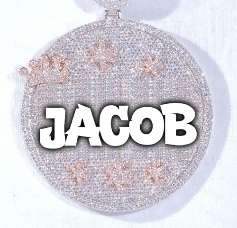 CUSTOM LETTER NECKLACE 3D BIG CROWN DISC sold by The GUU Shop