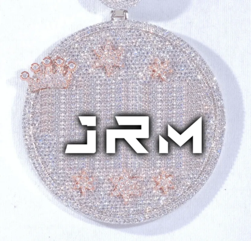 CUSTOM LETTER NECKLACE 3D BIG CROWN DISC sold by The GUU Shop