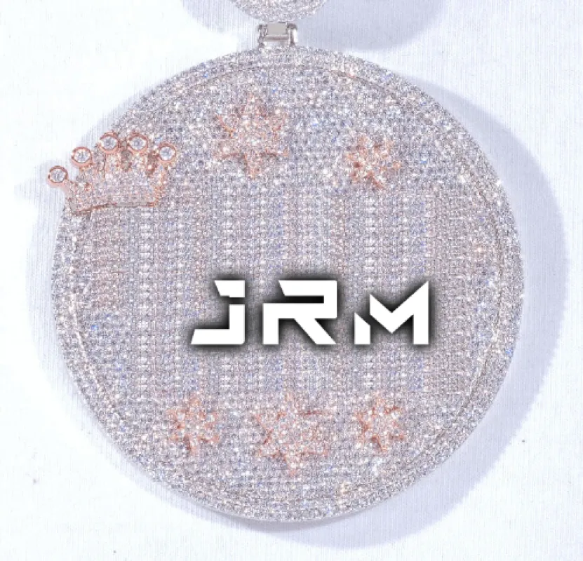 CUSTOM LETTER NECKLACE 3D BIG CROWN DISC sold by The GUU Shop