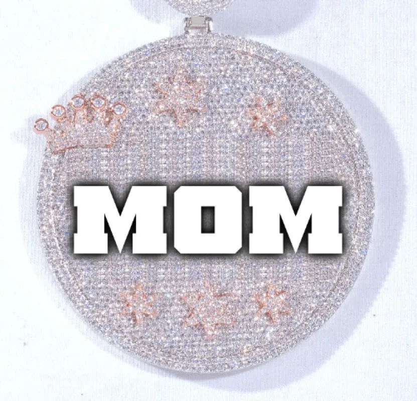 CUSTOM LETTER NECKLACE 3D BIG CROWN DISC sold by The GUU Shop