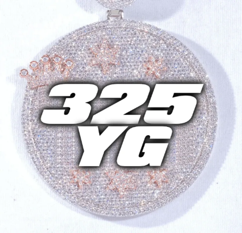 CUSTOM LETTER NECKLACE 3D BIG CROWN DISC sold by The GUU Shop