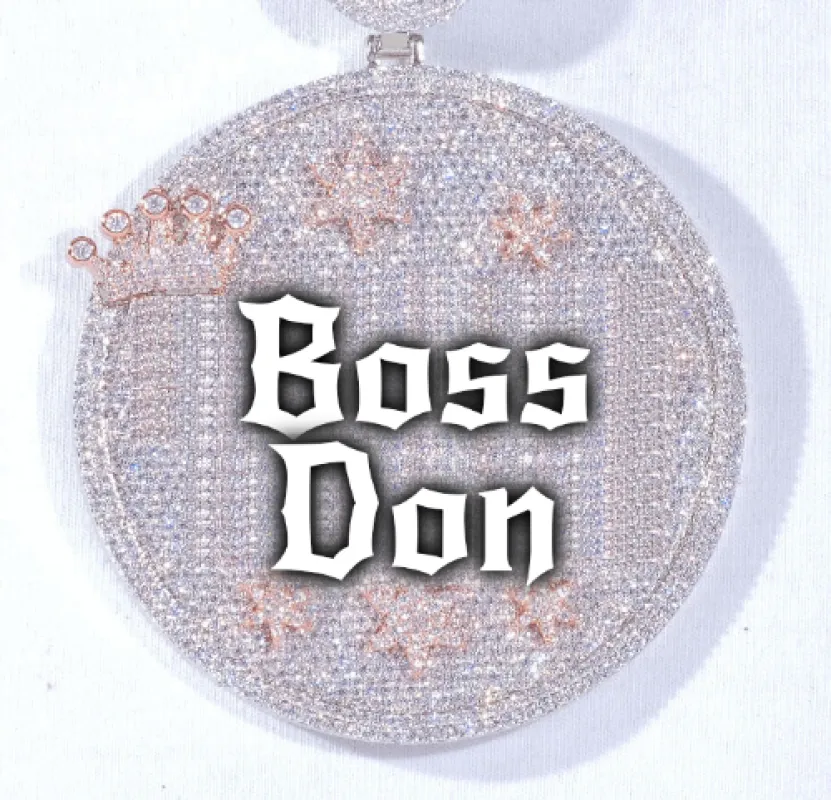 CUSTOM LETTER NECKLACE 3D BIG CROWN DISC sold by The GUU Shop