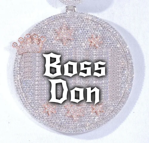 CUSTOM LETTER NECKLACE 3D BIG CROWN DISC sold by The GUU Shop