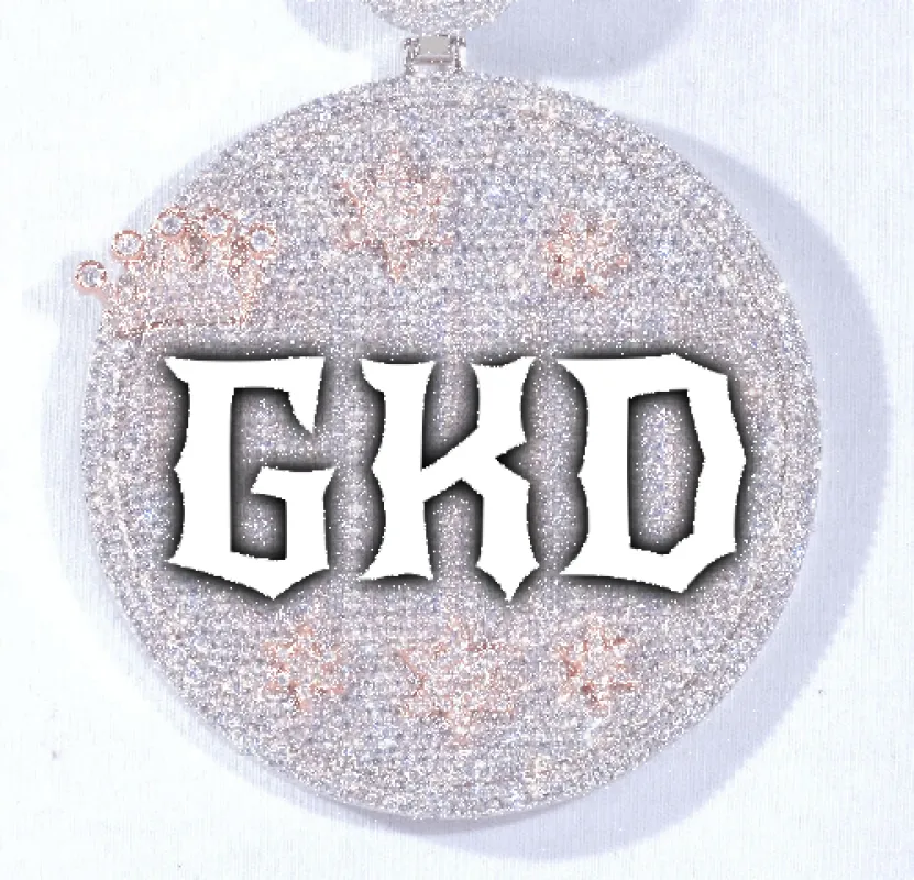 CUSTOM LETTER NECKLACE 3D BIG CROWN DISC sold by The GUU Shop