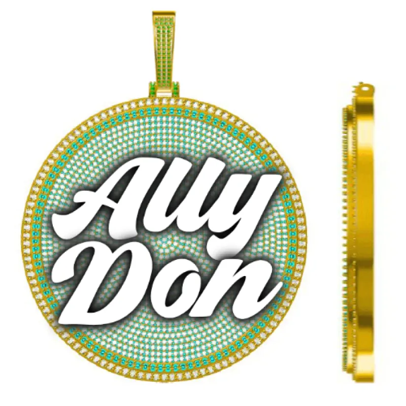 CUSTOM LETTER NECKLACE 3D BIG DISC sold by The GUU Shop