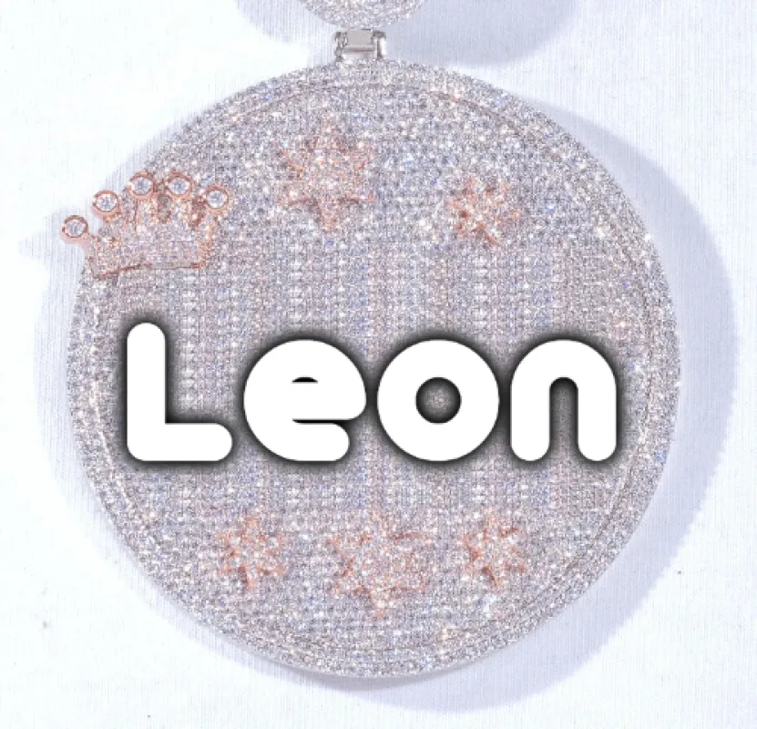 CUSTOM LETTER NECKLACE 3D BIG CROWN DISC sold by The GUU Shop