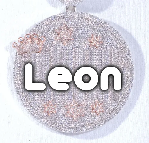 CUSTOM LETTER NECKLACE 3D BIG CROWN DISC sold by The GUU Shop