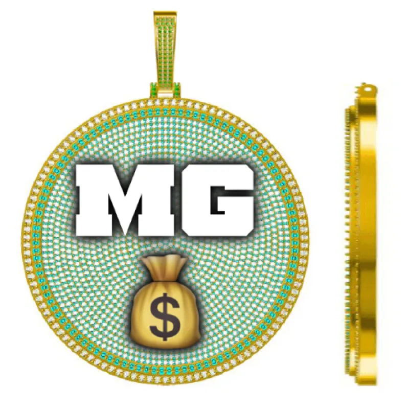 CUSTOM LETTER NECKLACE 3D BIG DISC sold by The GUU Shop