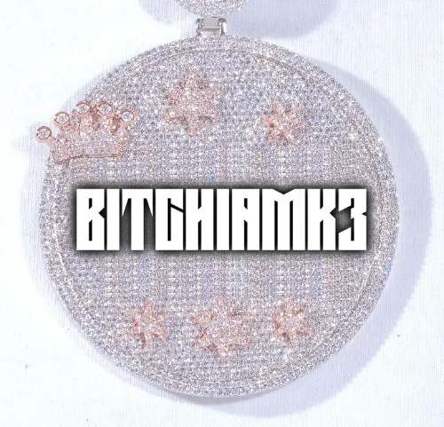 CUSTOM LETTER NECKLACE 3D BIG CROWN DISC sold by The GUU Shop