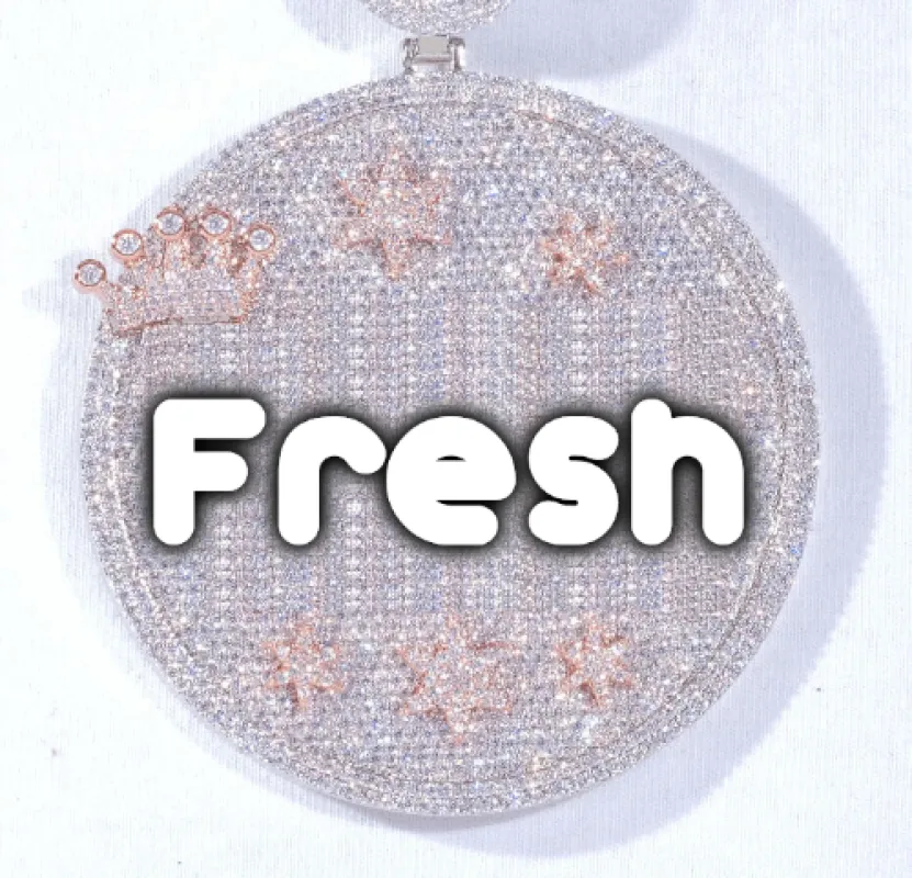 CUSTOM LETTER NECKLACE 3D BIG CROWN DISC sold by The GUU Shop