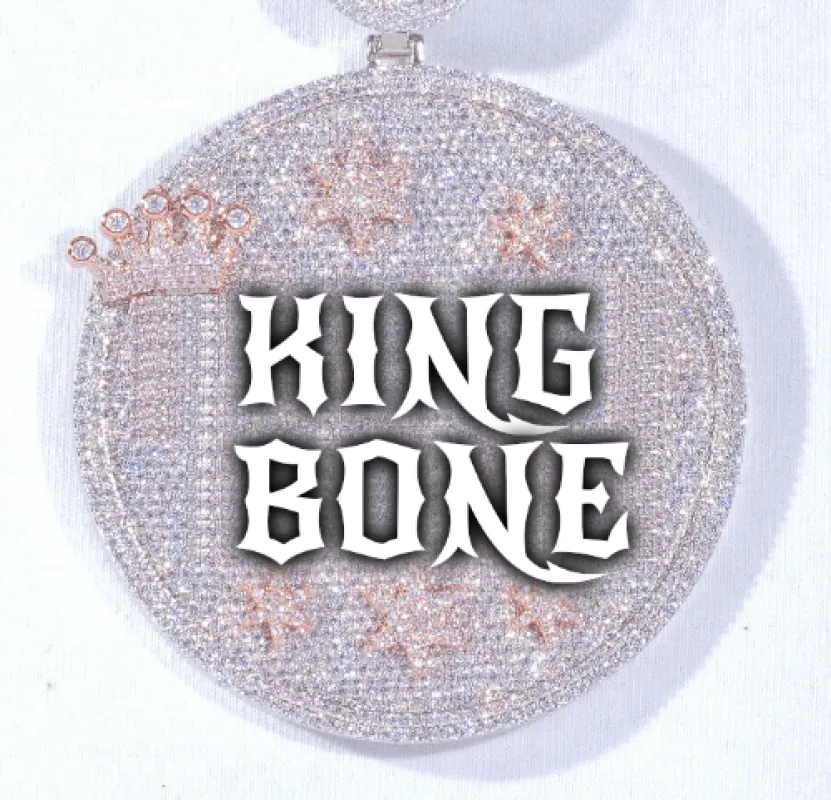 CUSTOM LETTER NECKLACE 3D BIG CROWN DISC sold by The GUU Shop