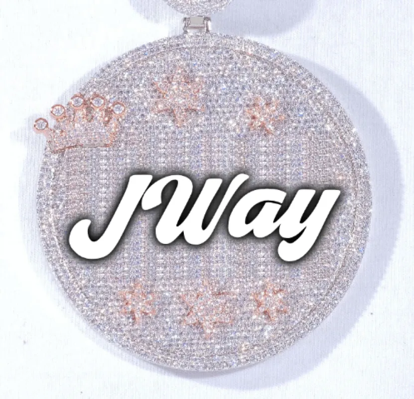 CUSTOM LETTER NECKLACE 3D BIG CROWN DISC sold by The GUU Shop