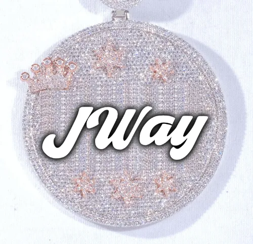 CUSTOM LETTER NECKLACE 3D BIG CROWN DISC sold by The GUU Shop