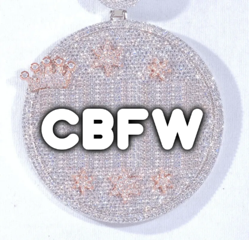 CUSTOM LETTER NECKLACE 3D BIG CROWN DISC sold by The GUU Shop