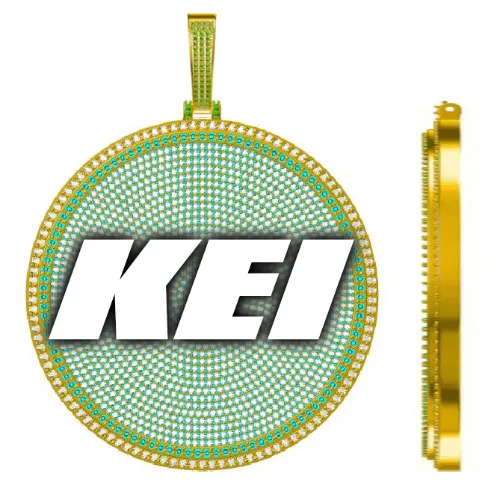 CUSTOM LETTER NECKLACE 3D BIG DISC sold by The GUU Shop