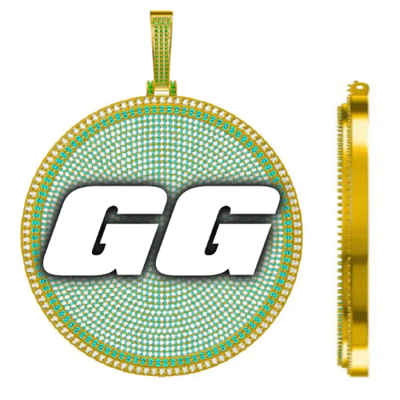 CUSTOM LETTER NECKLACE 3D BIG DISC sold by The GUU Shop