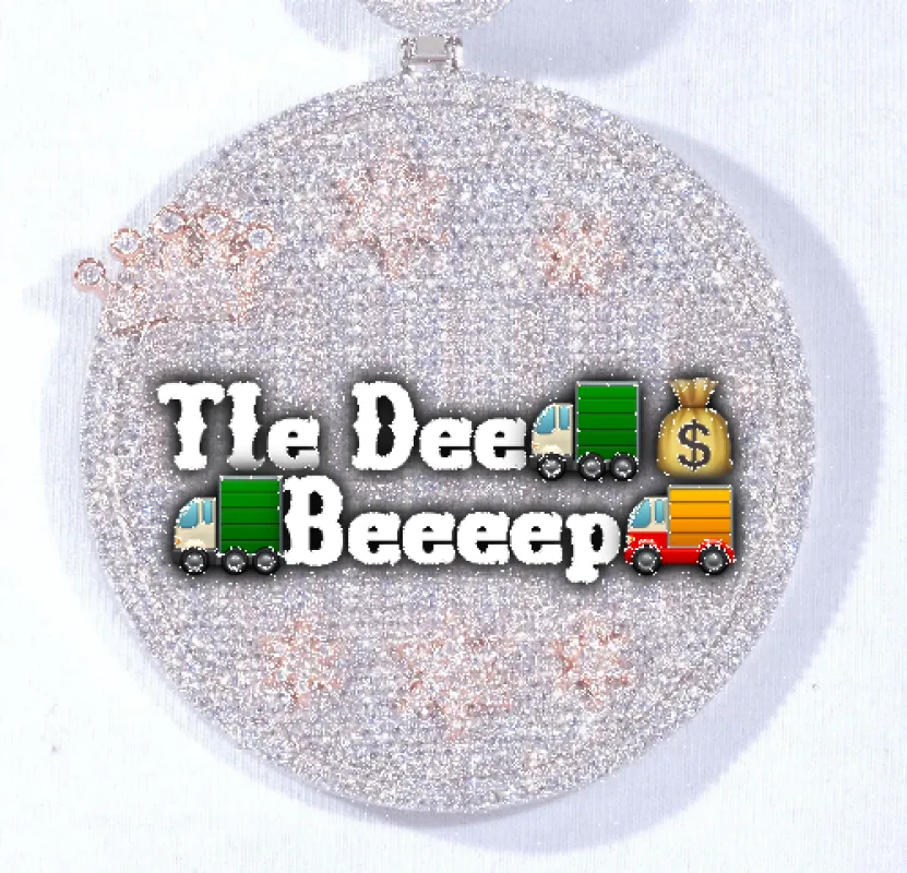 CUSTOM LETTER NECKLACE 3D BIG CROWN DISC sold by The GUU Shop