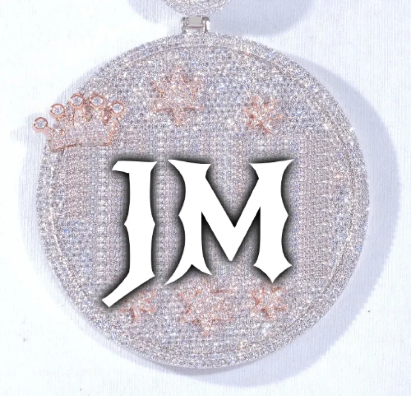 CUSTOM LETTER NECKLACE 3D BIG CROWN DISC sold by The GUU Shop