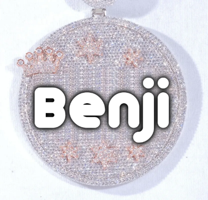 CUSTOM LETTER NECKLACE 3D BIG CROWN DISC sold by The GUU Shop