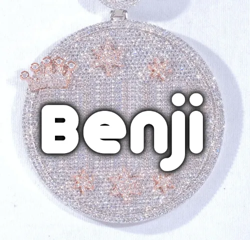 CUSTOM LETTER NECKLACE 3D BIG CROWN DISC sold by The GUU Shop