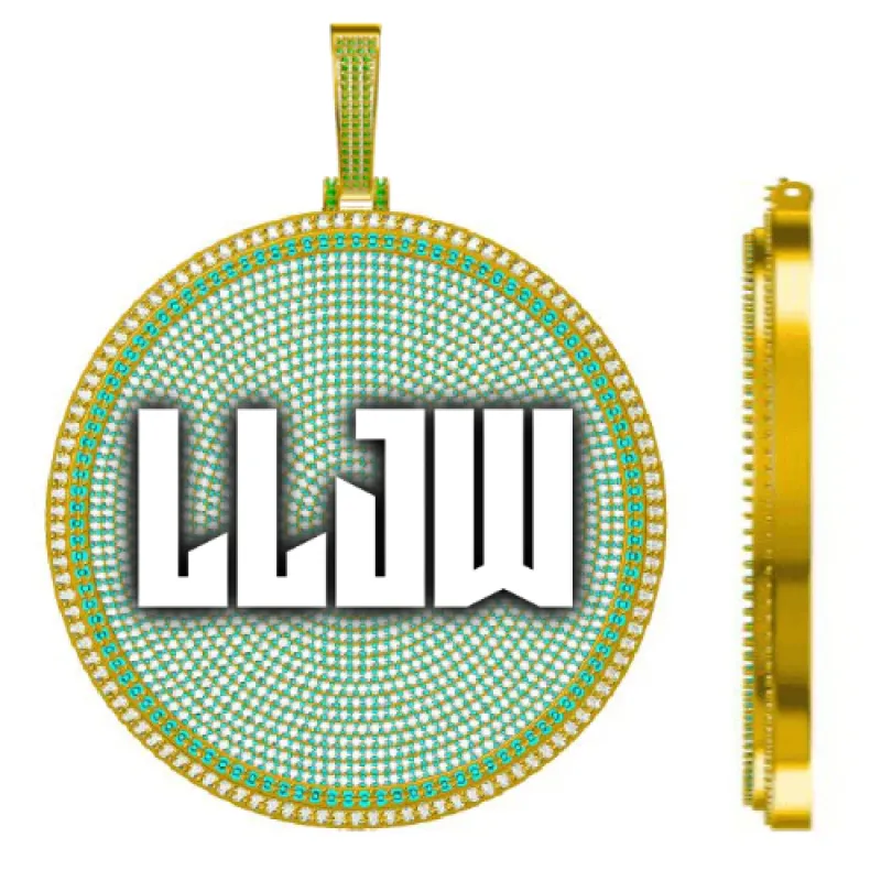 CUSTOM LETTER NECKLACE 3D BIG DISC sold by The GUU Shop