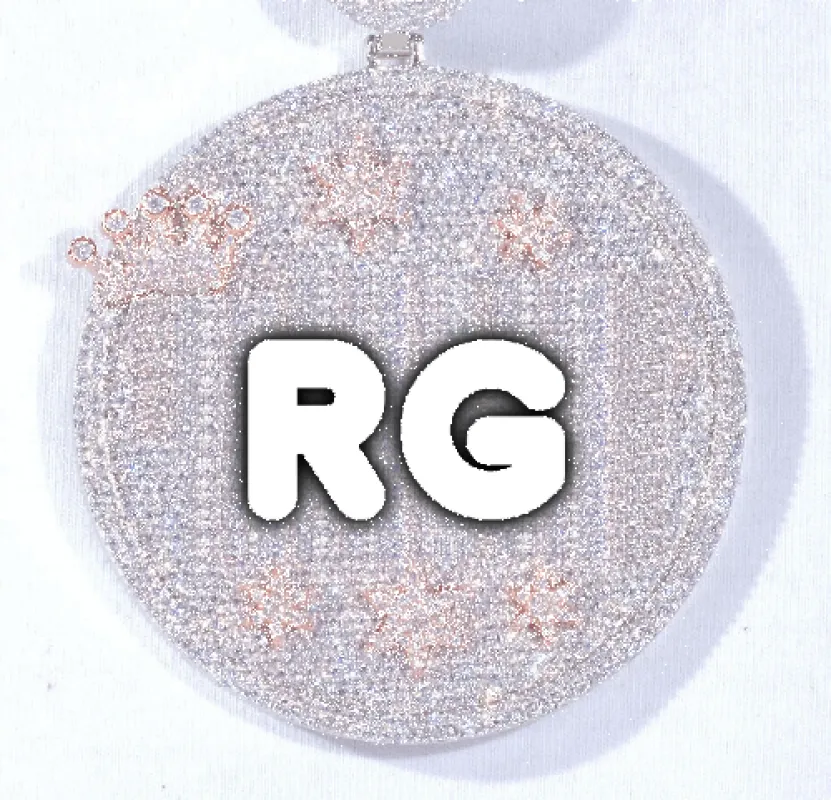 CUSTOM LETTER NECKLACE 3D BIG CROWN DISC sold by The GUU Shop