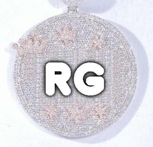 CUSTOM LETTER NECKLACE 3D BIG CROWN DISC sold by The GUU Shop