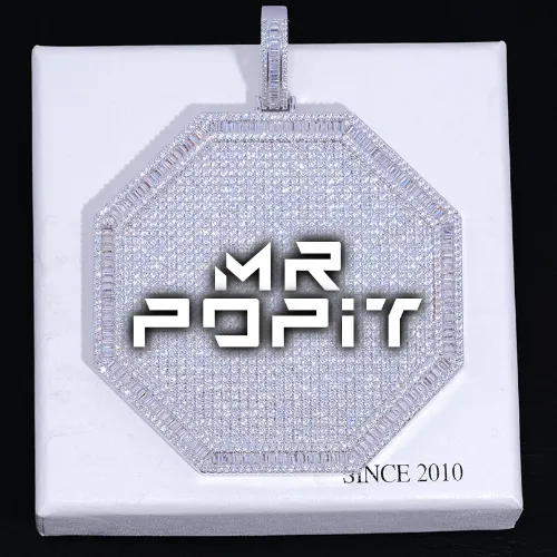 CUSTOM LETTER NECKLACE 3D BIG OCTAGON sold by The GUU Shop