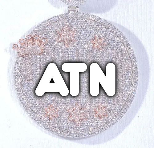 CUSTOM LETTER NECKLACE 3D BIG CROWN DISC sold by The GUU Shop