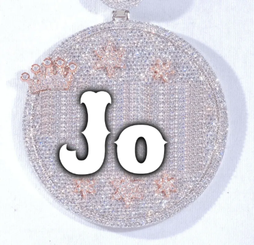 CUSTOM LETTER NECKLACE 3D BIG CROWN DISC sold by The GUU Shop