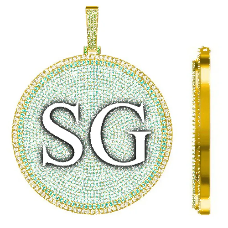 CUSTOM LETTER NECKLACE 3D BIG DISC sold by The GUU Shop