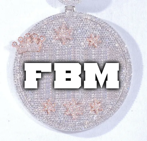 CUSTOM LETTER NECKLACE 3D BIG CROWN DISC sold by The GUU Shop