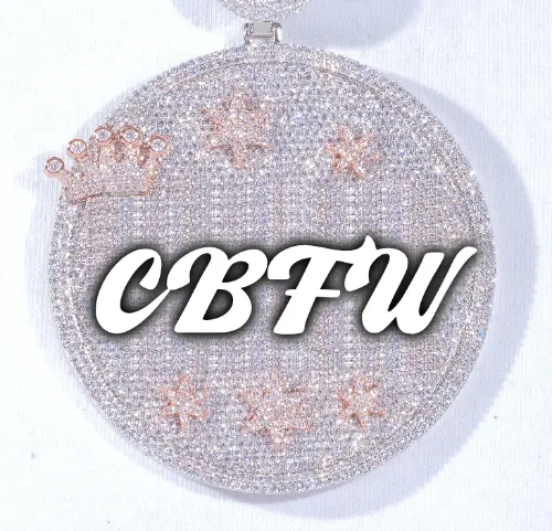 CUSTOM LETTER NECKLACE 3D BIG CROWN DISC sold by The GUU Shop