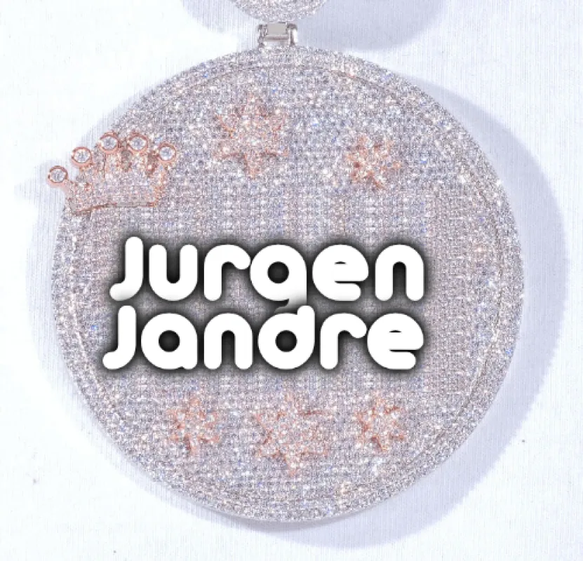 CUSTOM LETTER NECKLACE 3D BIG CROWN DISC sold by The GUU Shop