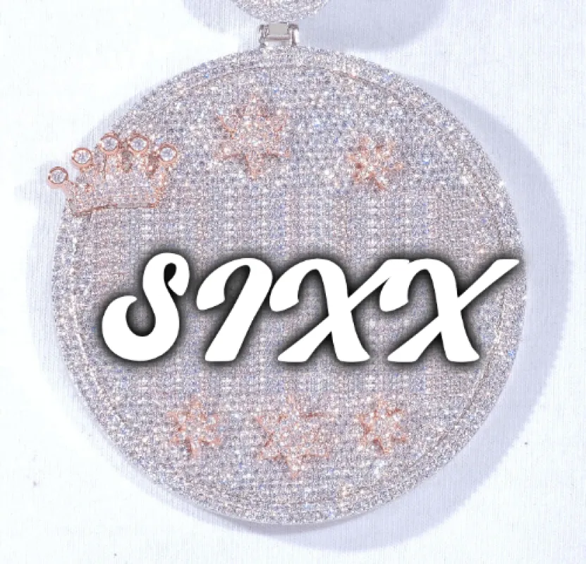 CUSTOM LETTER NECKLACE 3D BIG CROWN DISC sold by The GUU Shop