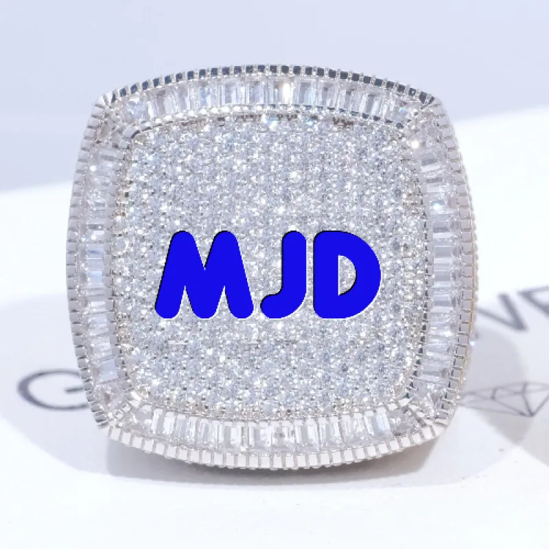 CUSTOM LETTER 3D ICED RING sold by The GUU Shop
