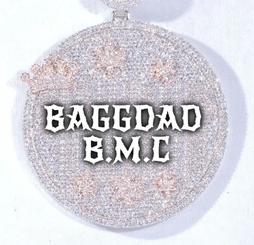 CUSTOM LETTER NECKLACE 3D BIG CROWN DISC sold by The GUU Shop