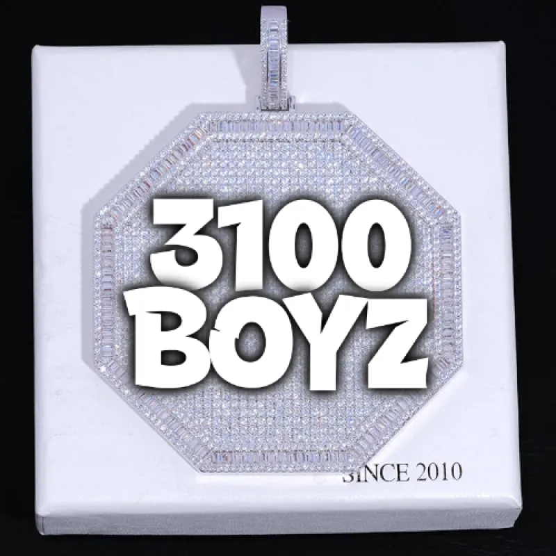 CUSTOM LETTER NECKLACE 3D BIG OCTAGON sold by The GUU Shop