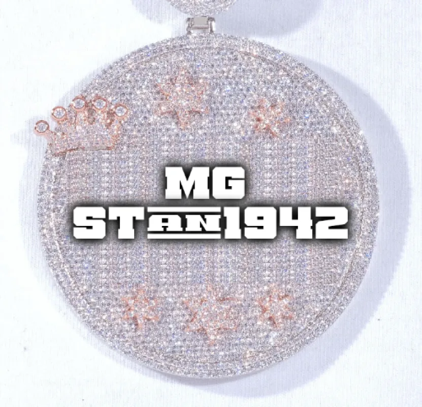 CUSTOM LETTER NECKLACE 3D BIG CROWN DISC sold by The GUU Shop