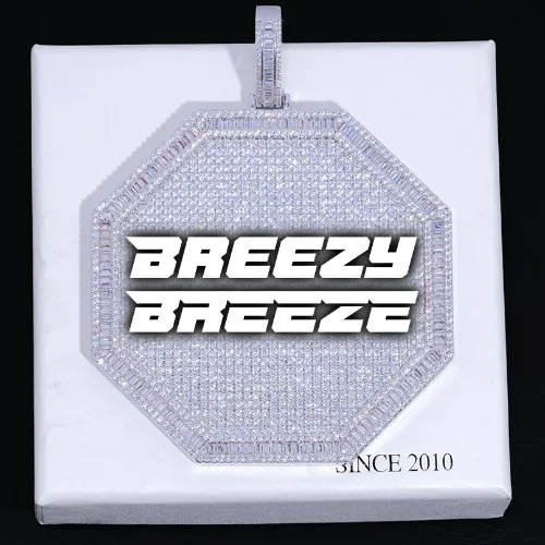 CUSTOM LETTER NECKLACE 3D BIG OCTAGON sold by The GUU Shop