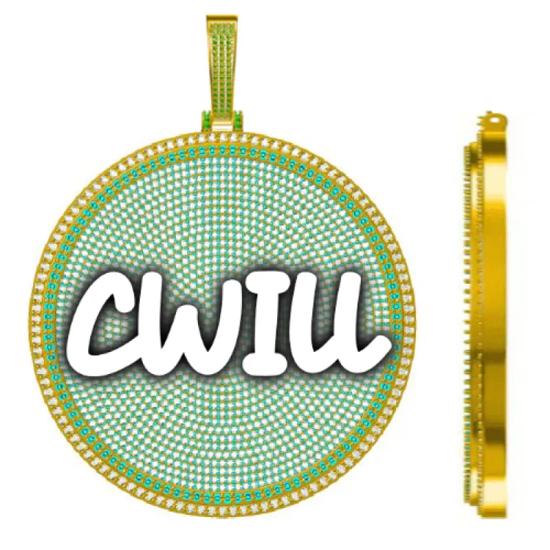 CUSTOM LETTER NECKLACE 3D BIG DISC sold by The GUU Shop