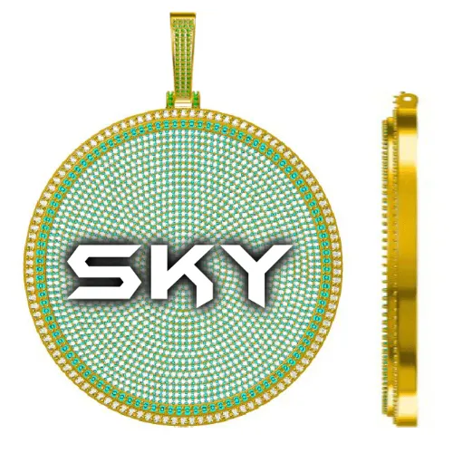 CUSTOM LETTER NECKLACE 3D BIG DISC sold by The GUU Shop