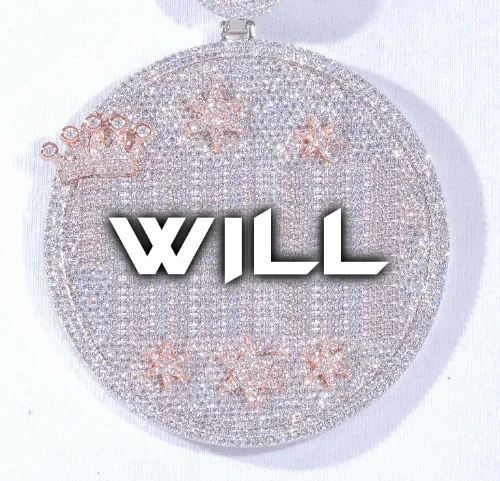 CUSTOM LETTER NECKLACE 3D BIG CROWN DISC sold by The GUU Shop