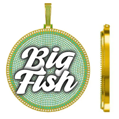 CUSTOM LETTER NECKLACE 3D BIG DISC sold by The GUU Shop