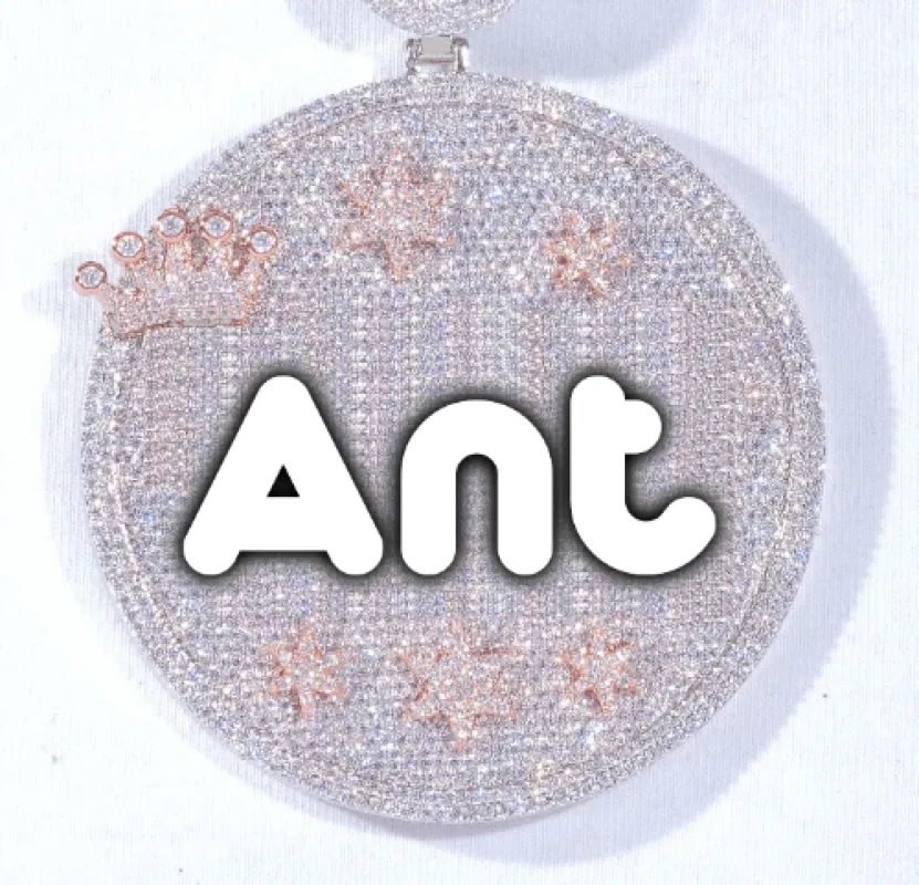 CUSTOM LETTER NECKLACE 3D BIG CROWN DISC sold by The GUU Shop