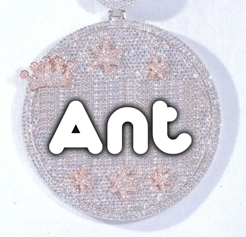 CUSTOM LETTER NECKLACE 3D BIG CROWN DISC sold by The GUU Shop