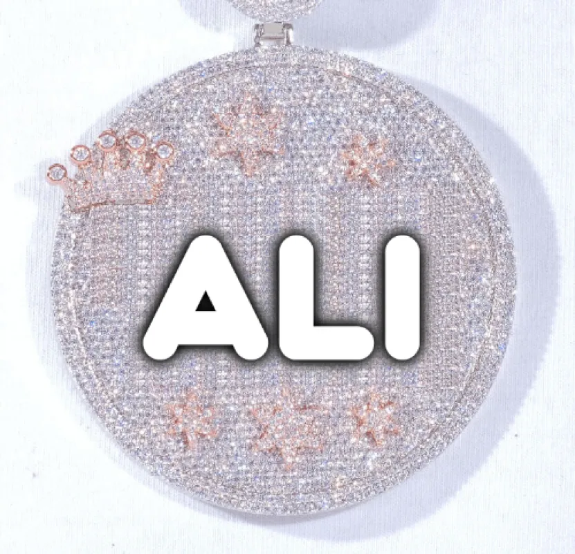 CUSTOM LETTER NECKLACE 3D BIG CROWN DISC sold by The GUU Shop