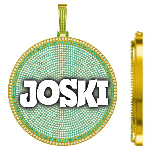 CUSTOM LETTER NECKLACE 3D BIG DISC sold by The GUU Shop