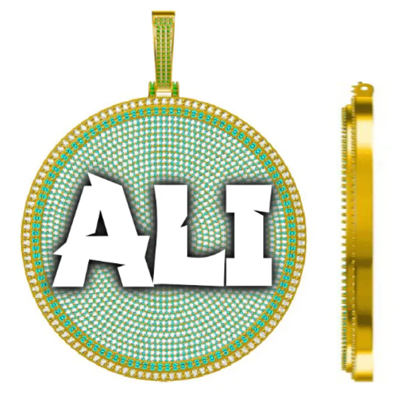 CUSTOM LETTER NECKLACE 3D BIG DISC sold by The GUU Shop