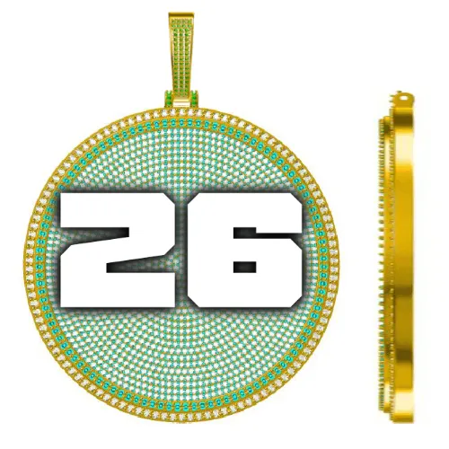 CUSTOM LETTER NECKLACE 3D BIG DISC sold by The GUU Shop